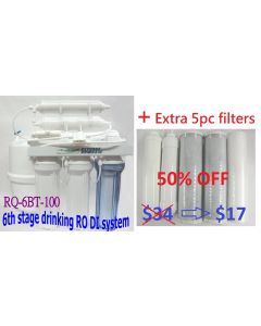 RQ-6BT-100+5 100G 6stage Reverse Osmosis with Tank +5pc Filters